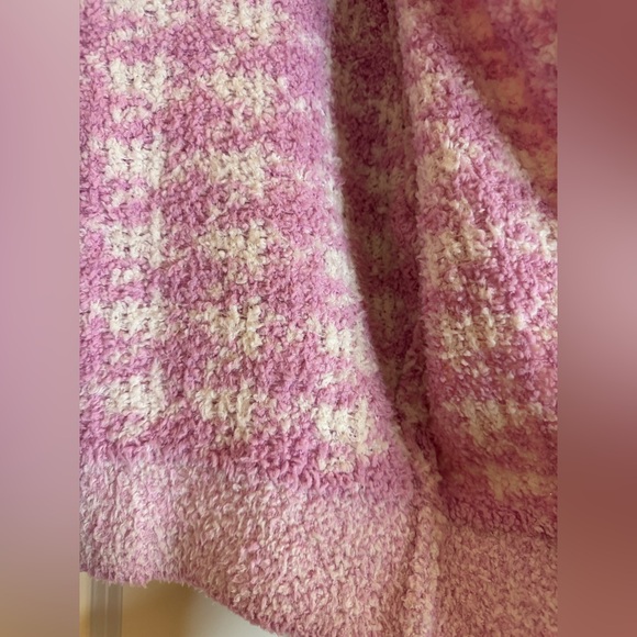 SKIMS Cozy Sweater Zip Up Petal Houndstooth‎ Pink Sz S/M - Picture 7 of 15
